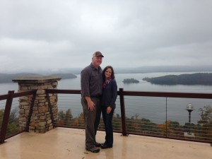 Kelly and I enjoying the incredible view overlooking Lake Guntersville at Dream Ranch 